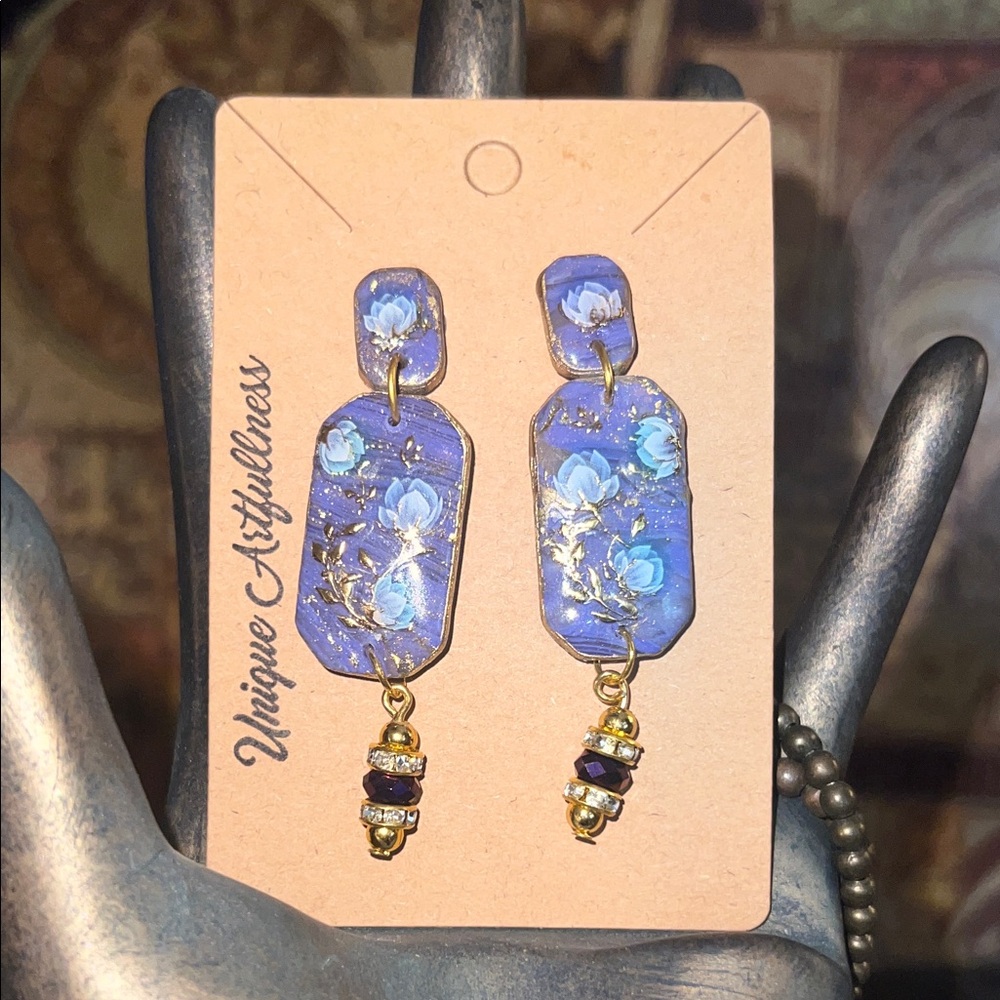 Blue and Gold Earrings
